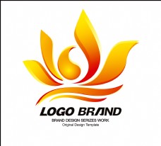 创意金色荷花LOGO公司标志设计