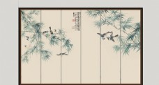 草图大师新中式背景墙