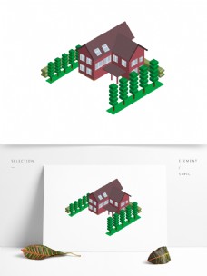 红房子2.5D红色场景简单房子AI素材可商用