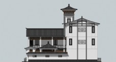 草图大师新中式风格别墅建筑