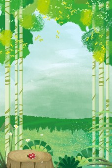 春季树林惊蛰节气海报背景