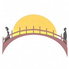 桥梁人物分割线插画