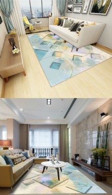 现代简约北欧几何抽象卧室沙发地毯地垫图案