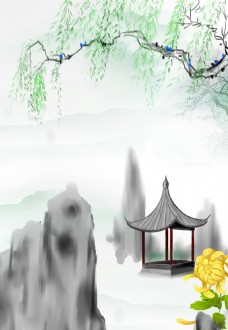 清明节古风中国风水墨大气广告背景