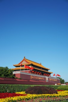 蓝天下的北京天安门照片