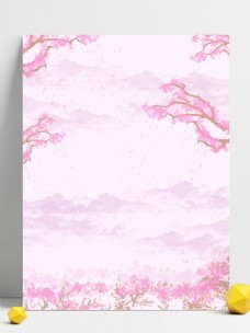 远山纯原创手绘粉红色桃花背景