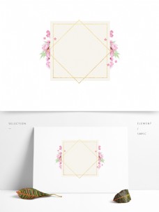 浪漫粉色卡通手绘樱花花卉边框
