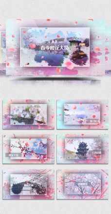 春季樱花大赏水墨视频模板
