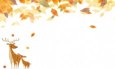 点缀背景时尚卡通秋天多彩树叶
