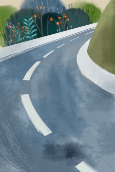 卡通灰色的公路免抠图