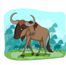 野果卡通效果的野牛