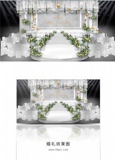 灰白大理石纹理婚礼设计