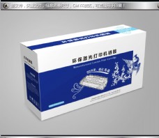 蓝色中国风碳粉盒包装设计展开图