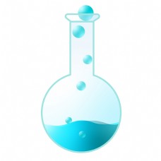 青蓝色圆底烧瓶冒泡化学仪器