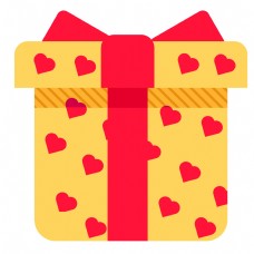 黄色爱心礼盒包装图标