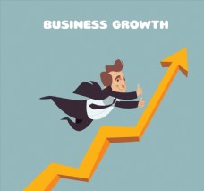 创意业务增长曲线和商务男子