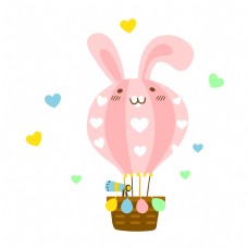 儿童情人节卡通兔子热气球儿童节情人节