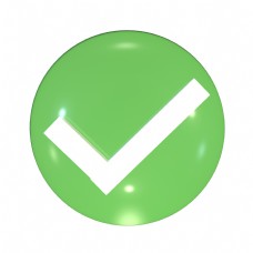 玻璃质感立体C4D环保对号按钮标志