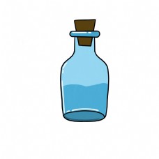 卡通简约蓝色玻璃瓶