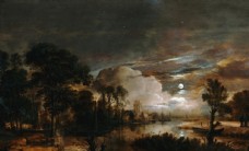 月光下的风景油画 范德内尔
