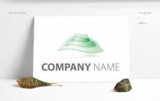 水波透明绿色标志创意企业logo设计