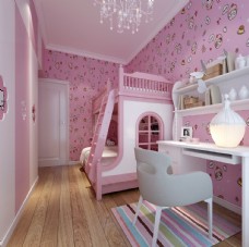 粉色女儿房效果图3D模型