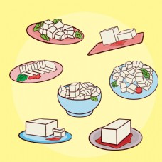 手绘豆腐料理插画