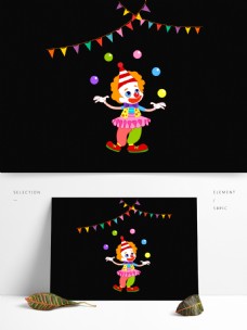 庆典装饰彩色卡通小丑庆典愚人节装饰图案设计元素
