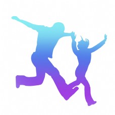 蓝紫色夫妻跳舞奔跑图