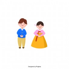 卡通可爱的韩国情侣