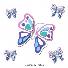 美丽的卡通可爱的手绘彩色蝴蝶翅膀