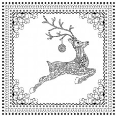 圣诞节装饰性跳鹿剪影手绘矢量图