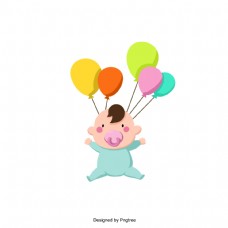 带气球的卡通可爱婴儿