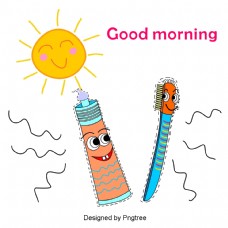 美轮美奂动画片可爱的手绘早牙牙膏牙刷
