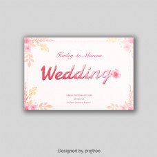 与美好的桃红色花婚礼抽象字体的浪漫邀请