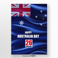 蓝色旗帜丝绸感澳大利亚日海报