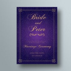 紫色黑暗的婚礼邀请卡