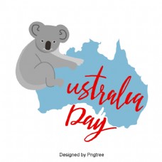 澳大利亚蓝色红色地图袋鼠考拉爱心爱国字体设计