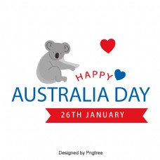 澳大利亚袋鼠蓝色红色考拉爱心爱国字体设计