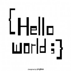 hello world黑色方形手繪字體