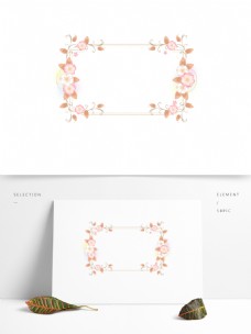 浪漫边框手绘卡通樱花浪漫花卉植物边框欧式粉色