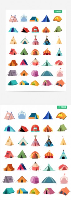 彩色时尚简约帐篷icon图标矢量