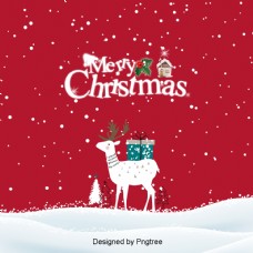 可爱的手绘背景的红色圣诞雪花麋鹿