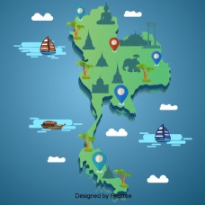 泰国地图景点绿色