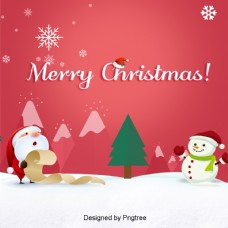 圣诞风景粉色可爱的雪人圣诞风格设计卡的背景