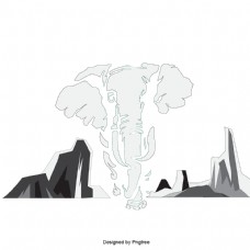 白色的大象走反射图像