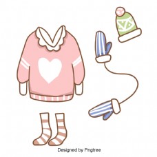 粉色冬季羊毛衫材料和插图