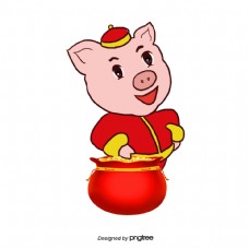 粉色的猪穿红色中国站双黄金包