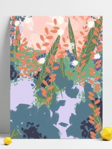 彩绘春季花丛背景设计