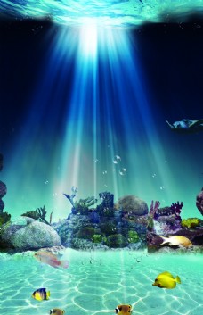 洋房海洋海底蓝色水族馆